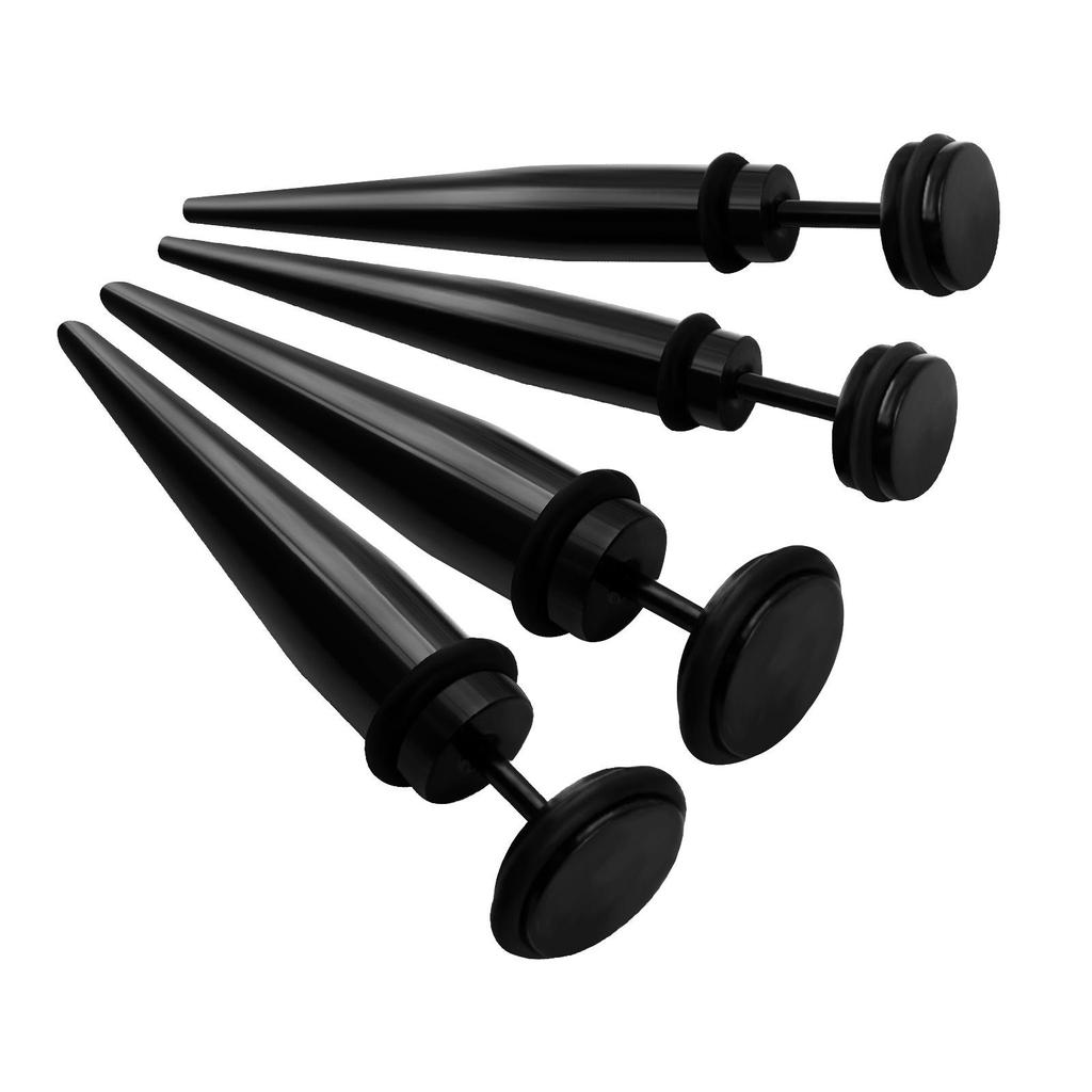 Stainless Steel Punk Cone Ear Studs and Expanders - Black Piercing Jewelry