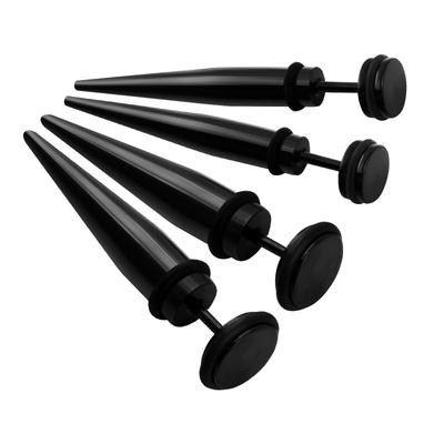Stainless Steel Punk Cone Ear Studs and Expanders - Black Piercing Jewelry