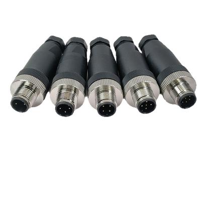 M12 Aviation Plug Crimp Type Male/Female Waterproof Connector: 2, 3, 4, 5, or 8 Pin, Straight/Right Angle.