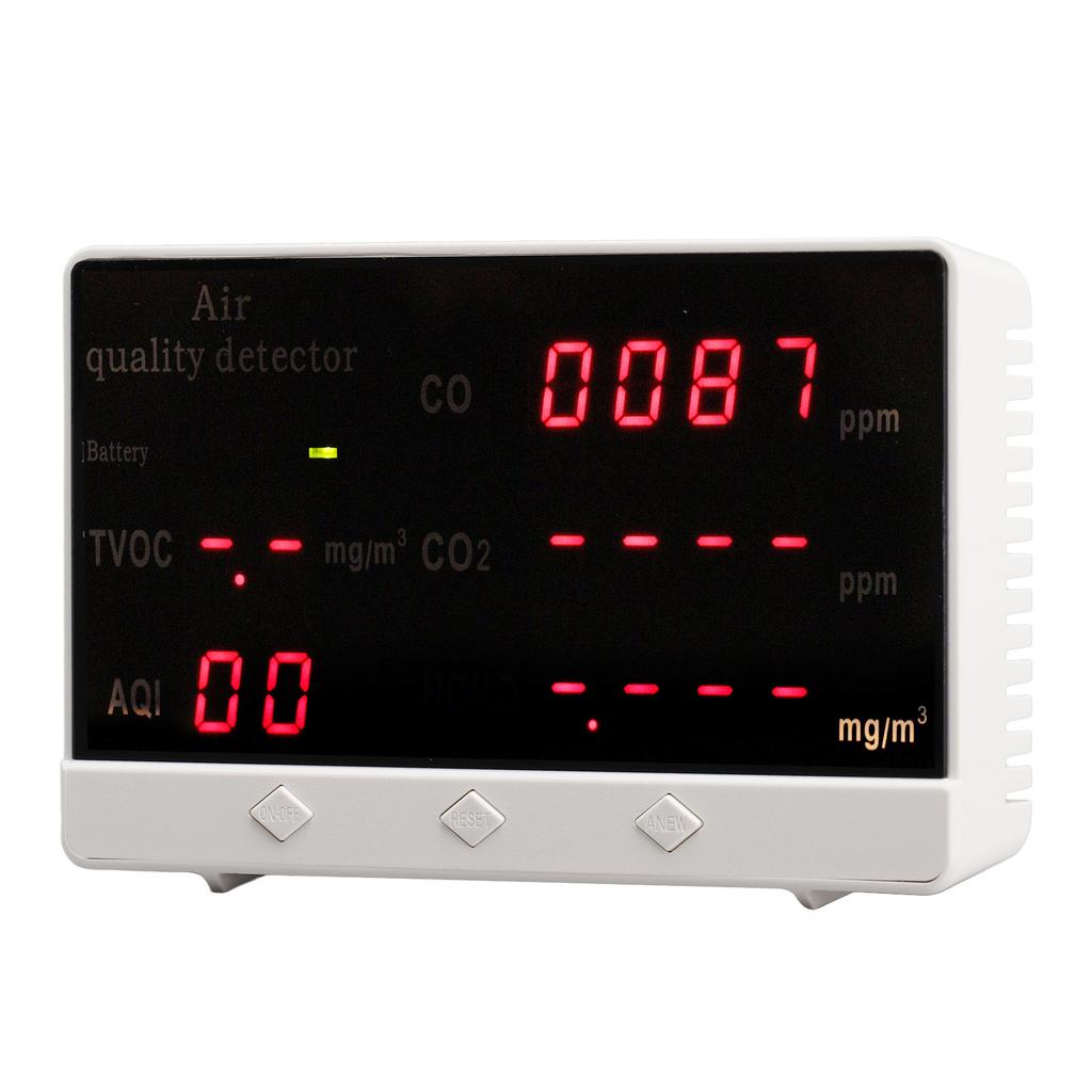 5V Air Quality Detector Full Color Large Screen Indoor Pollution Tester for CO CO2 HCHO TVOC Gas