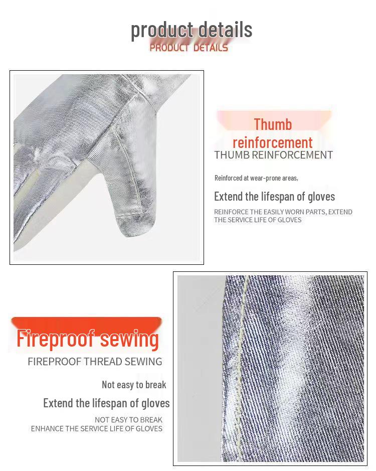 High-Temp Fireproof Aluminum Foil Heat-Resistant Gloves