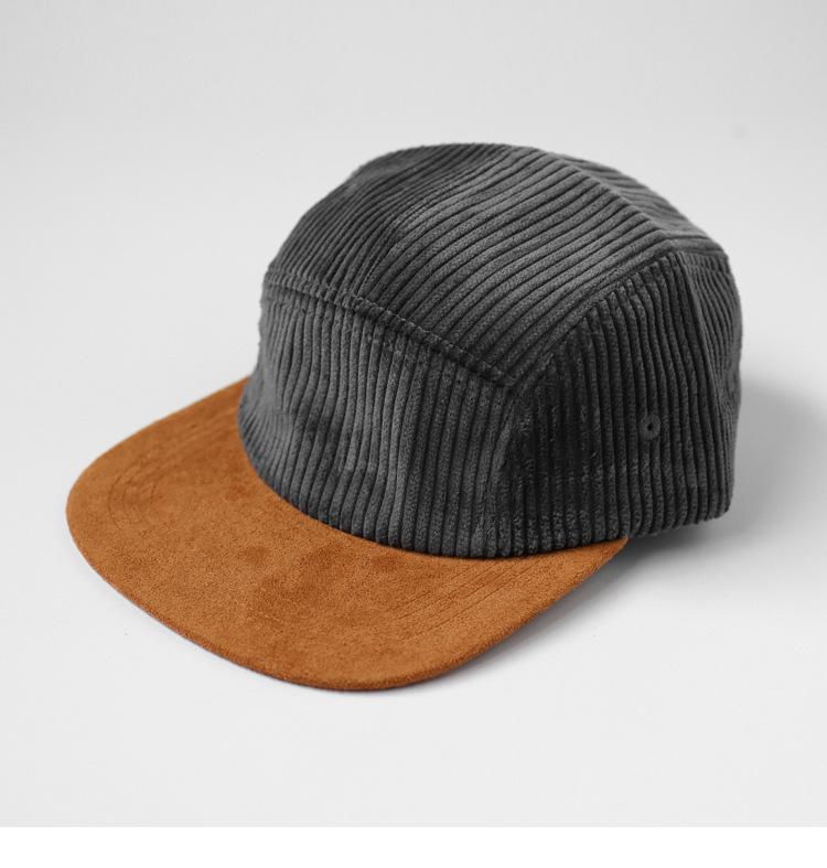 Casquette Rétro Velours Côtes Coloré 5 Pans Casquette de Baseball Hip Hop Personnalisée Snapback pour Femmes Hommes NO LOGO black