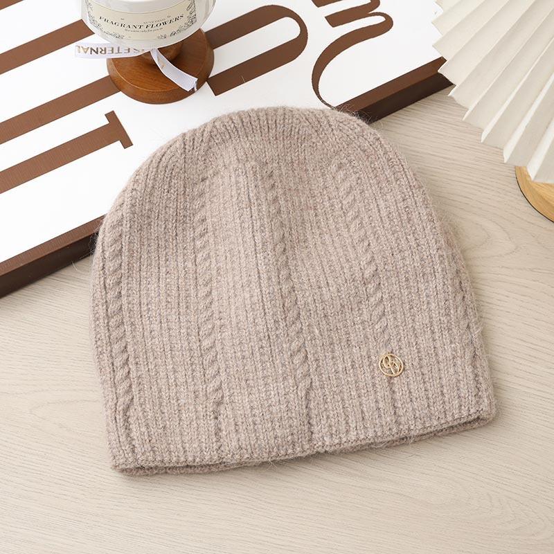 Fashion Knitted Hat Thickened Autumn and Winter Warm Big Head Circumference Bag Head Hat Wool Hat Women