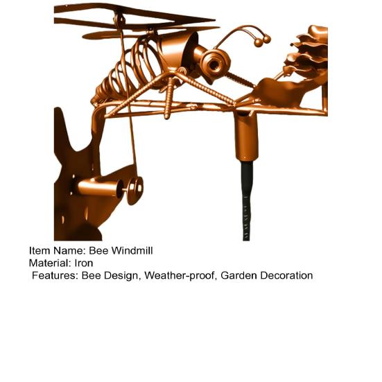 Håndlaget Metall Rockin' Bie Vindmølle Vinddrevet Kinetisk Blomst Bie Skulptur Statue Vindspinner Gård Plen Hage Terrasse Dekorasjon