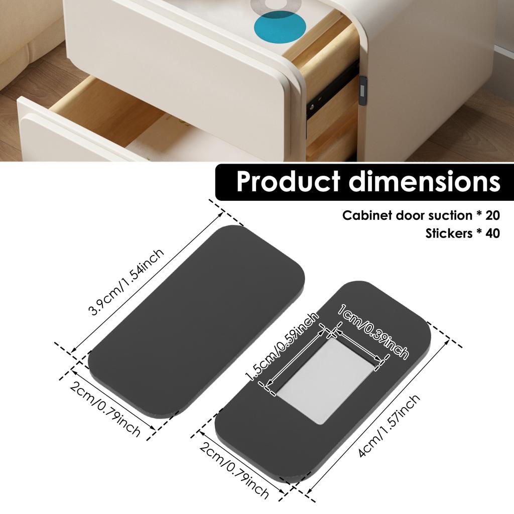 Self Adhesive Door Stops Magnetic Cabinet Catches Invisible Soft-Catch Anti-Rust Magnet Stickers Hidden Cupboard Door Closer
