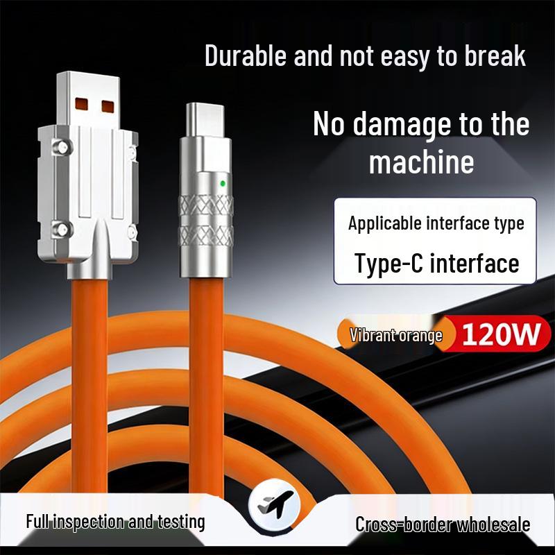 120W Fast Charging Type-C Cable for Huawei, Xiaomi, Oppo - Thickened Design, 6A Current