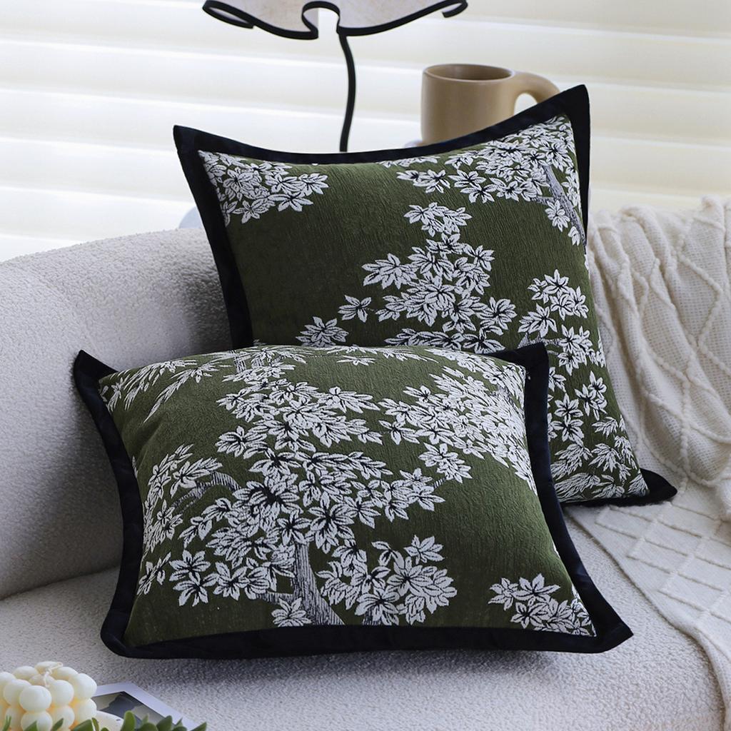 Light Luxury French-style Pillow for Sofa, Living Room, High-end Cushion, Bed Pillow, Car Lumbar Pillow, Brown Pillowcase with Core