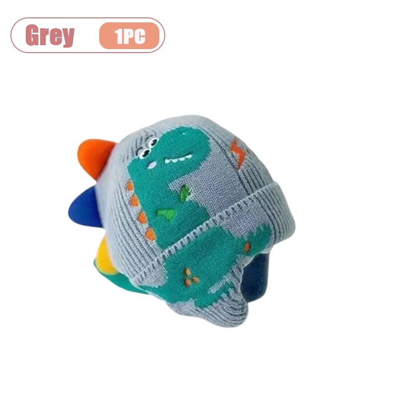 1-4 STÜCKE Warme Winddichte Dinosaurier Strickmütze mit Ohrenschutz Weiches Garn Herbst Winter Kopfbedeckung Modeaccessoire für Kinder
