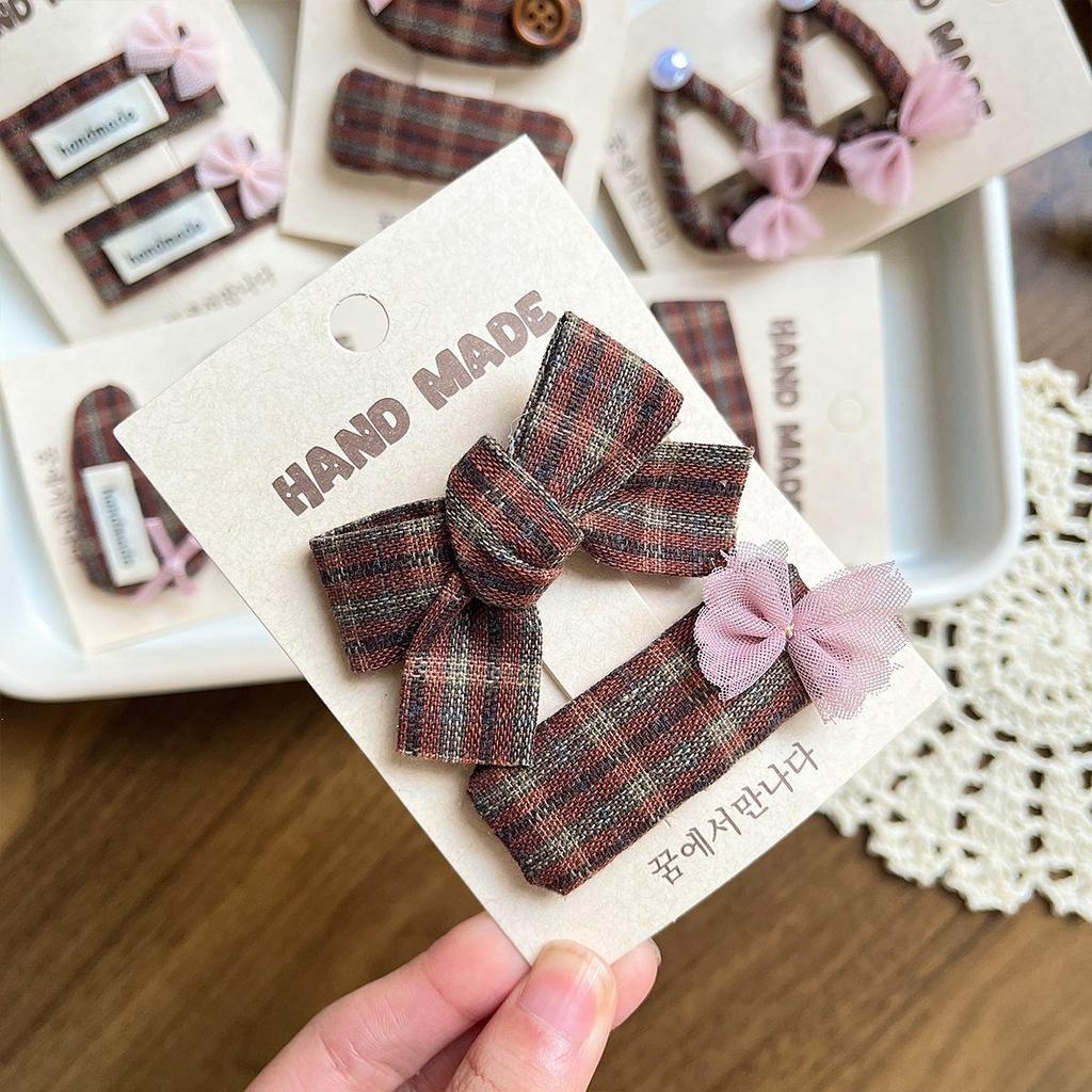 Autumn Winter Korean Retro Bow Hair Clips for Girls & Babies