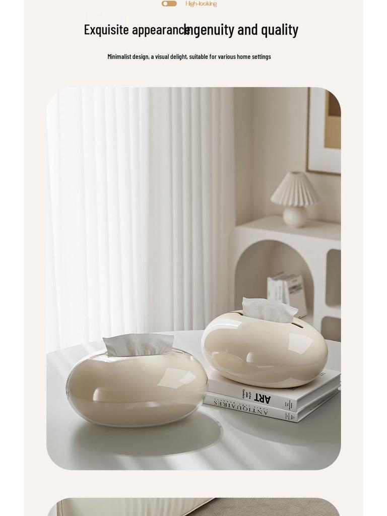 Cremeweiße High-End Luxus-Taschentuchbox für Zuhause - Eleganter Papierserviettenhalter für Wohnzimmer oder Couchtisch