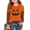 Jenter Langermet Halloween Dag T-skjorter Barn Høst Topper Rund hals Basic T-skjorter 2-11Å