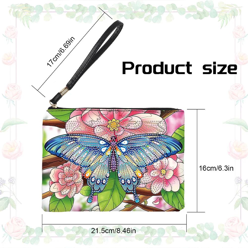 DIY Special Diamond Painting Pouch Peafowl Butterfly Flower Leather Chain Bags Women Storage Bag Diamond Embroidery Wallet Pouch