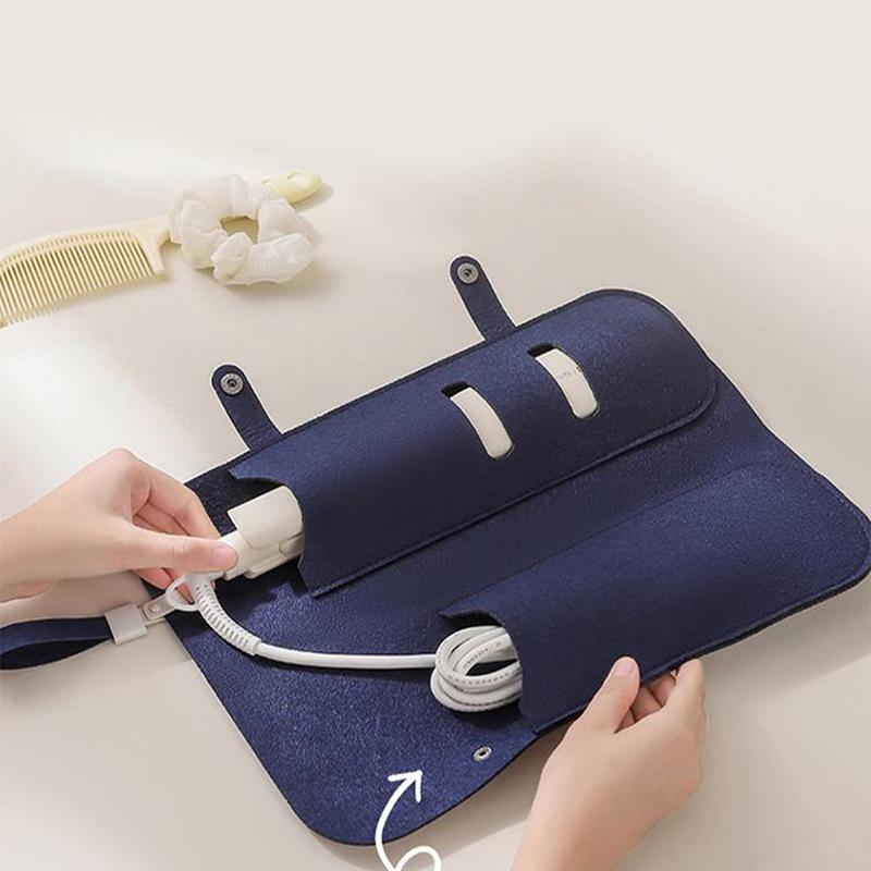 Hair Curling Iron Storage Bag Travel Felt Hair Straightener Storage Bag Flat Iron Organizer Pouch Curling Iron Insulation Mat