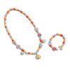 Cartoon Kids Candy Color Bead Bow Knot Necklace & Bracelet Set with Mother-of-Pearl Shell
