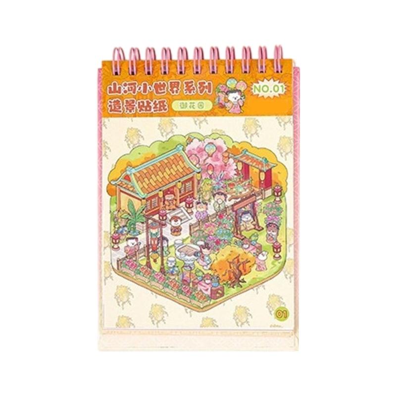 DIY Decorative Sticker Chinoiserie Theme Landscape Sticker Book Scene Sticker Journal Supplies Gift for Kid Child