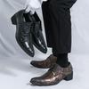Mode Retro Herren Formelle Lederschuhe Schwarz Braun Schnürschuhe Business Komfort Büro Hochwertige Kleine Lederschuhe Bankettschuhe Herren