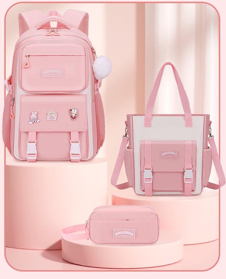 Leichter, wasserdichter Rucksack für Mädchen: Wirbelsäulenschutz, große Kapazität, für Grund- und Mittelschüler, Klassen 3–6.