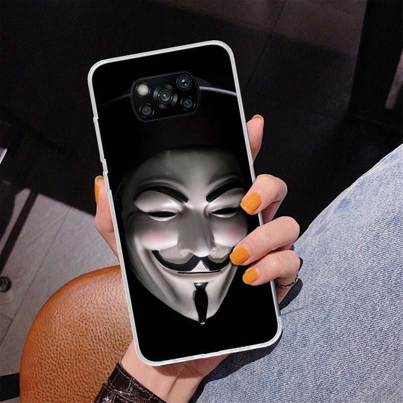 Anonymous V Mask Phone Case For Xiaomi Poco X7 X6 X5 Pro F7 Ultra Redmi 15C 15 13C 13 12C 12 10 10A 10C 9 9A 9C 9T Cover Poco X7
