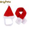 2 Stück/Set Rote Weihnachtsmütze Weihnachts-Haustierkostüm-Set Verstellbarer Kinnriemen Weihnachtsmann-Schal Weihnachtsdekoration Klettverschluss