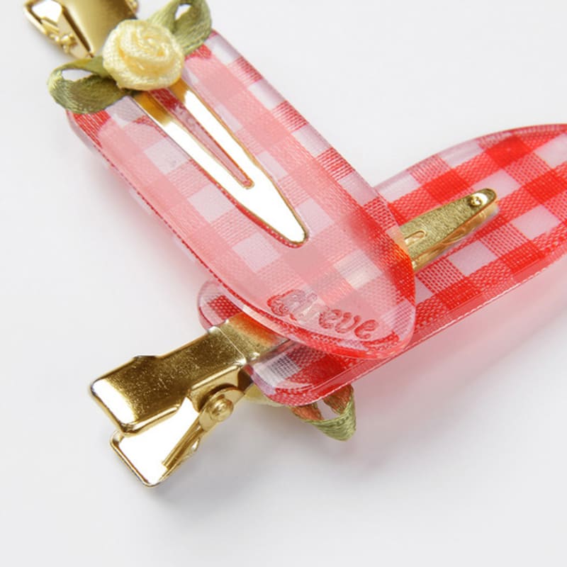Eireve ROSE GARDEN HAIR CLIP SET (GINGHAM RED/2PCS)