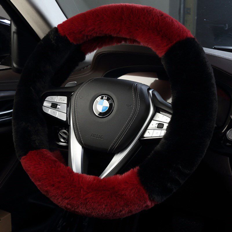 Winter Car Steering Wheel Cover Short Plush Car Handle Cover New Universal Winter Handle Cover for Women Volkswagen Warm and Cute
