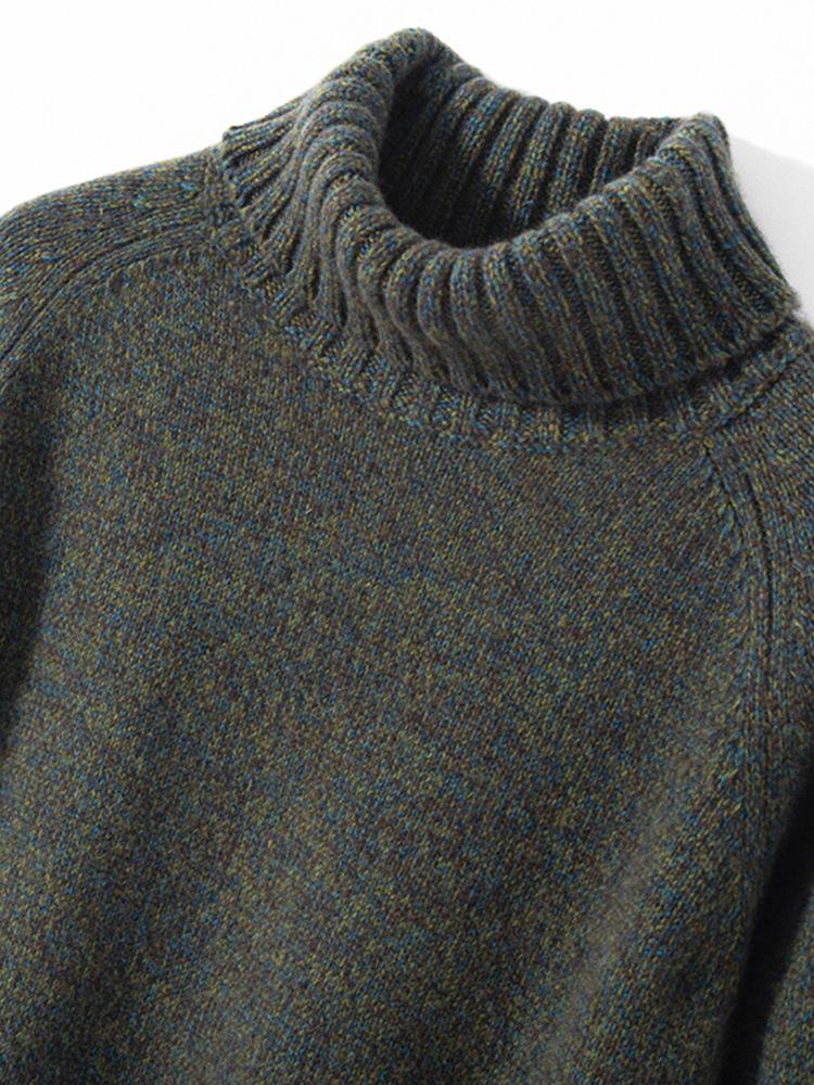Women's Thickened Cashmere Sweater: High Neck, Loose Fit for Autumn & Winter, Warm Base Layer, Casual Knitwear