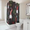 TU Festive Gnome Shower Curtain Christmas Holiday Decor Farmhouse Bathroom Set Holiday Gnomes Pattern Xmas Themed Waterproof Fab