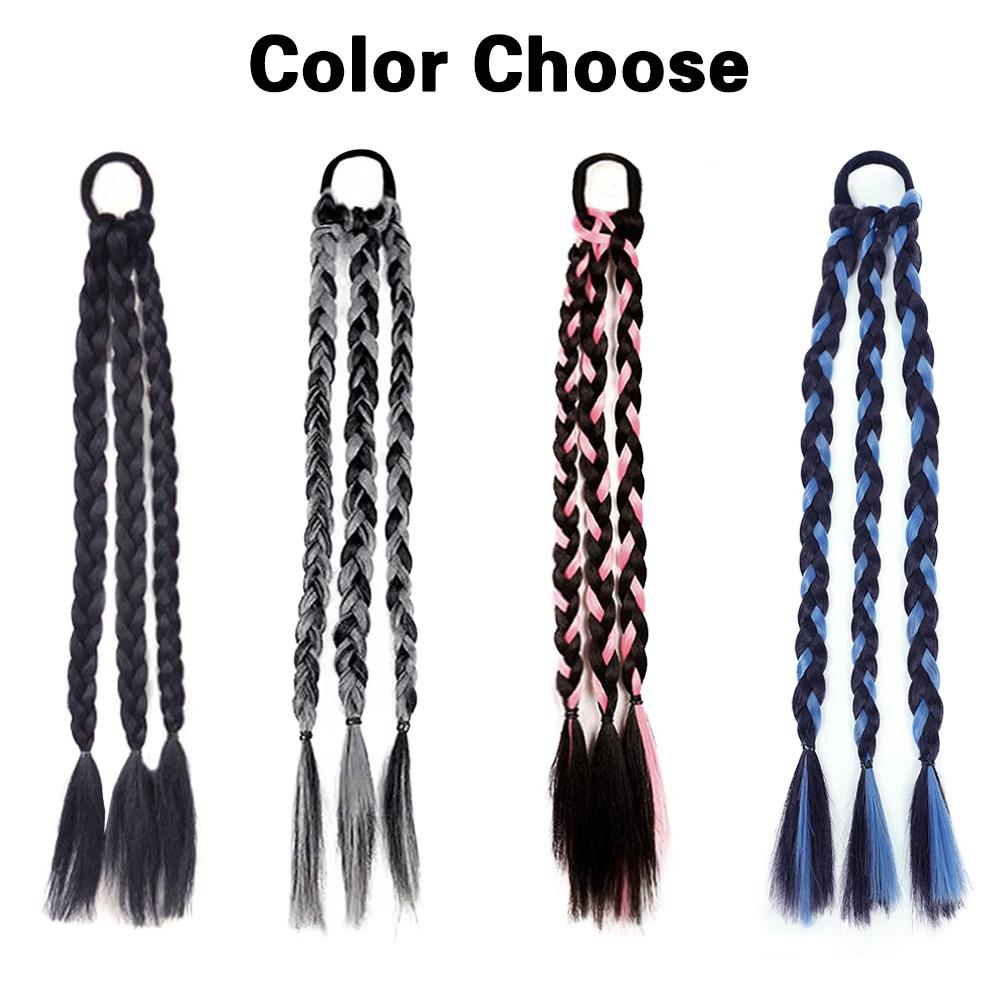 LISI HAIR 1PCS Synthetic Long Straight Braided Ponytail Extensions Elastic Hair Band Hairpieces For Women Cosplay Party Wear