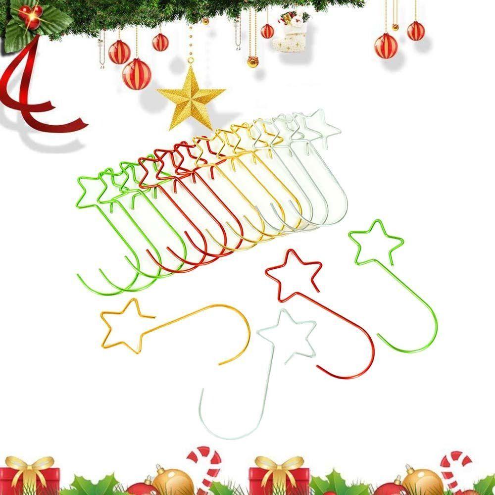 20Pcs/Pack Metal Xmas Tree Hanging Pendant Pentagram Shaped Xmas Wreath Hanger  New Year