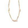 Elegant European & American Natural Pearl Necklace with 18K Gold Plated Paperclip Chain