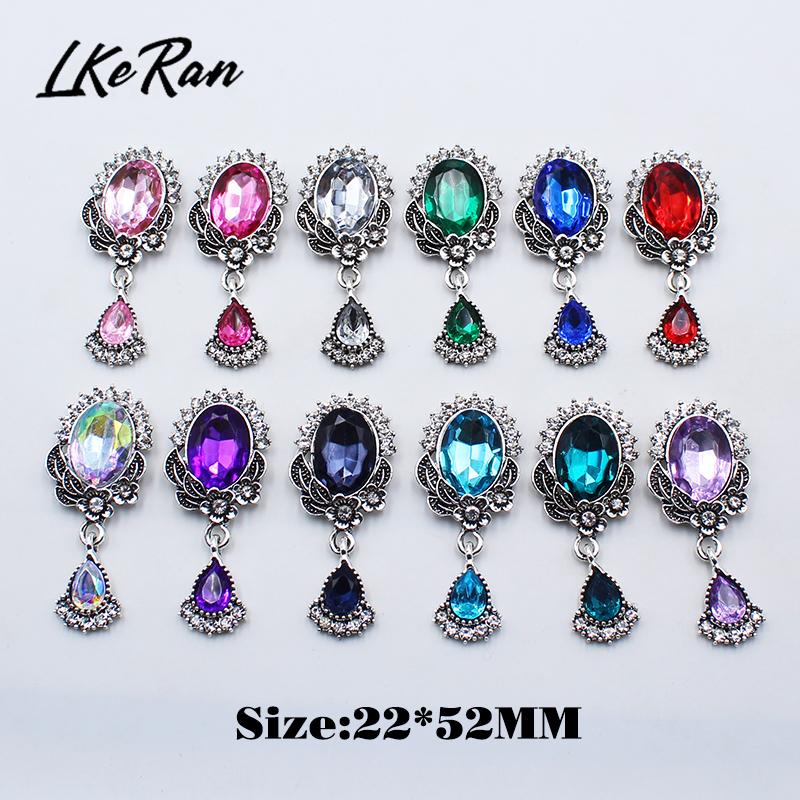 10Pcs 22*52MM NEW Retro Oval Brooch Of Acrylic Rhinestone Buttons Wedding Decoration Party Jewelry Creative Wine Glass Pendant