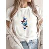 Butterfly Print T Shirt White Blue And Red Butterflies Design Casual Wear For Women Summer Outfit Fashion Top
