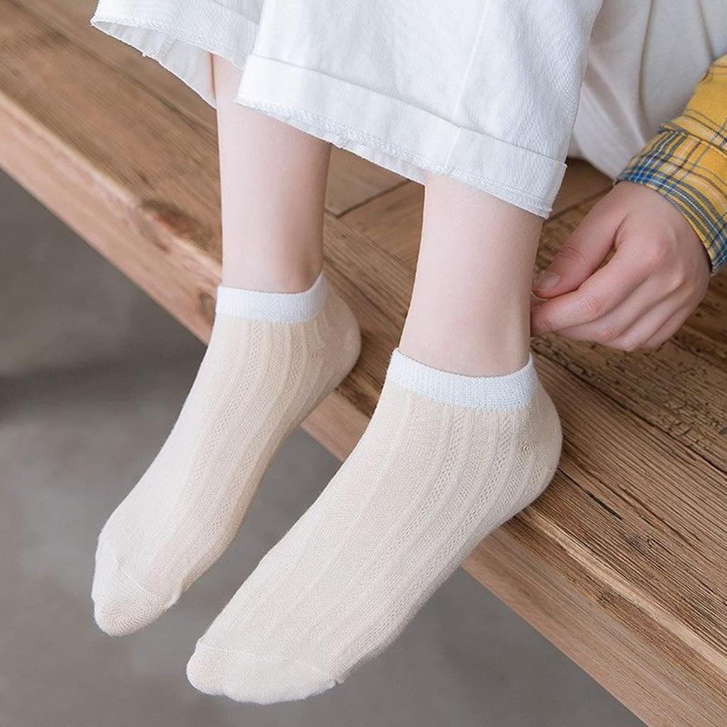 DAMILY Ankle Summer Breathable Sizes Women's Socks, Socks, Cotton, Cute, Stylish, Mesh, Comfortable, Casual, 5-Pair Set, 22-24.5cm