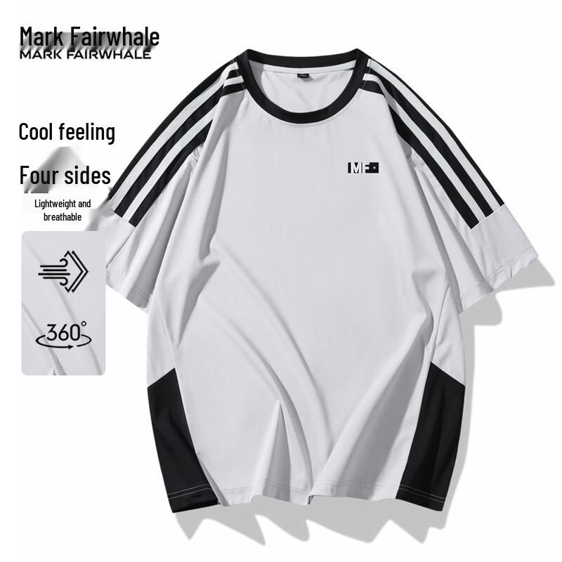 MARK FAIRWHALE Men s Spliced Round Neck Short Sleeve T-Shirt M