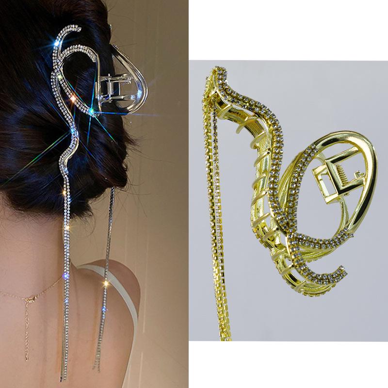 

Women s Gold Alloy Tassel Claw Hair Clip for Summer Updos