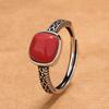 925 Sterling Silver Red Gemstone Ring Flowers Adjustable Simplicity Fashion Exquisite for Women Jewelry Wedding Gifts