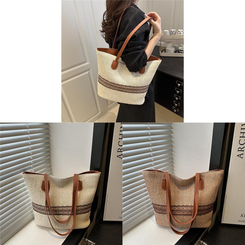 Woven Bag With Zipper Closure For Casual Beach And Travel Days