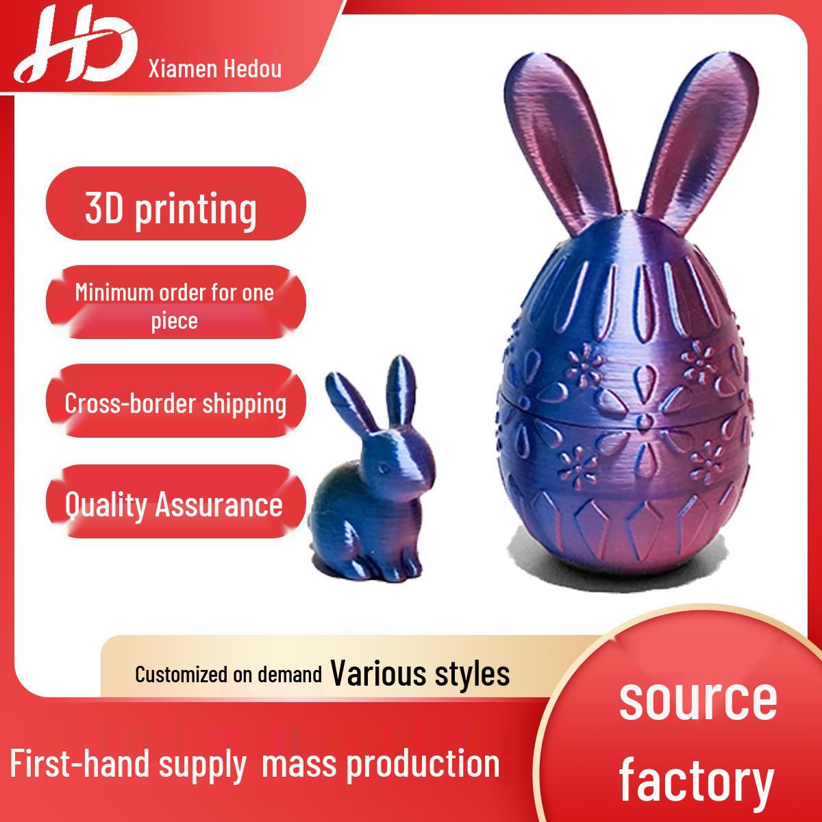 

3D Printed Easter Bunny and Colored Egg Ornaments синий