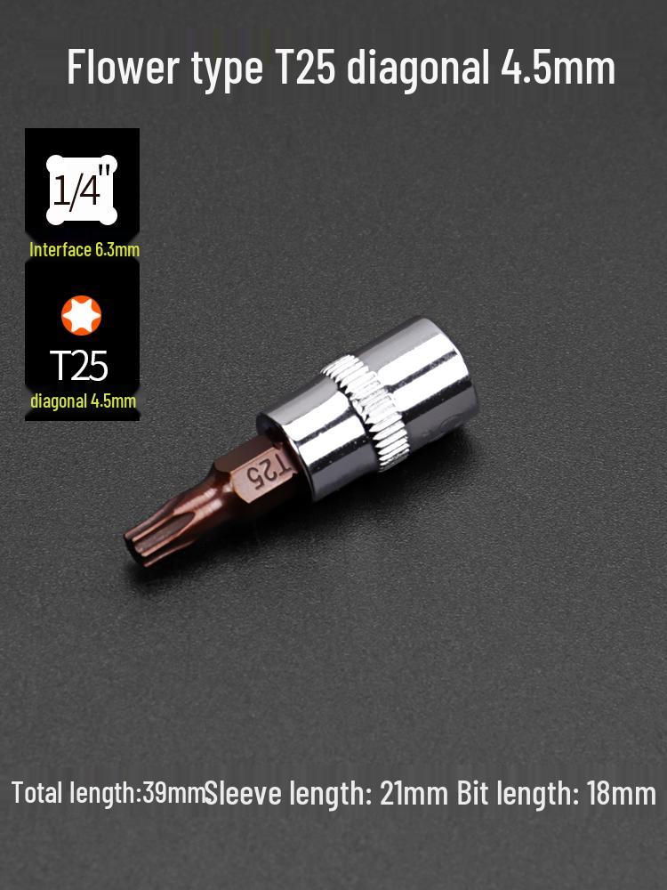 Compact Hex Torx Socket & Phillips Screwdriver Set, T30 Flower Bit