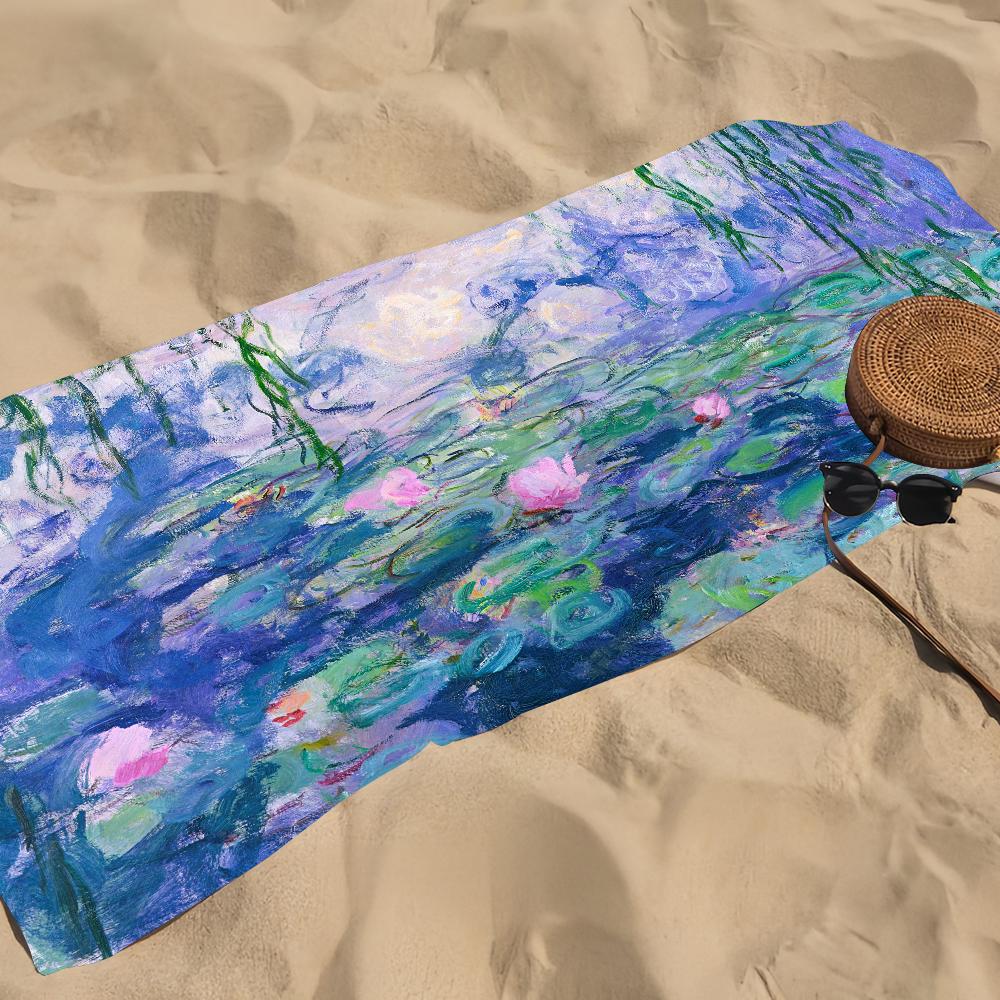 C-Claude M-Monet Impressione Alba Asciugamano Asciugamano da Spiaggia Sovradimensionato Asciugatura Rapida Asciugamano Assorbente Morbido Asciugamani da Piscina e Spiaggia per Uomini Donne