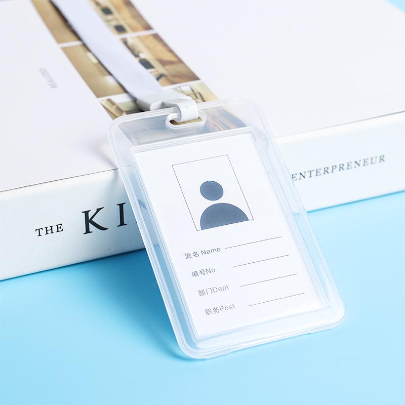 Double-Sided Transparent ID Card Holder with Lanyard for Student IDs and Bus Cards