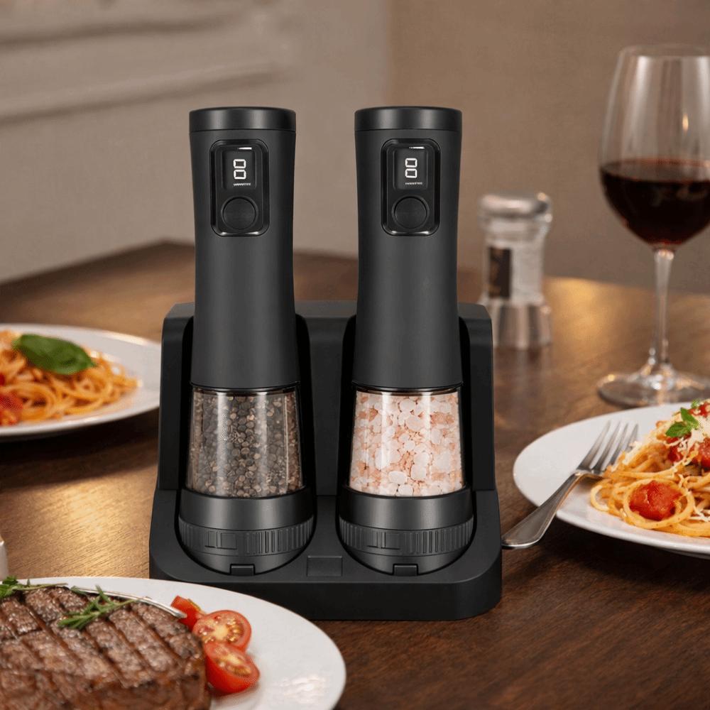 LED Indicator Electric Pepper Salt Grinder Set Adjustable Coarseness Pepper Salt Mill Restaurant