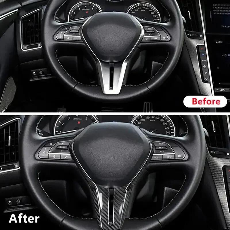 Car Steering Wheel Trim Button Decoration Frame ABS Cover Sticker Interior Accessories For Infiniti Q50 Q50L Q60 2018-