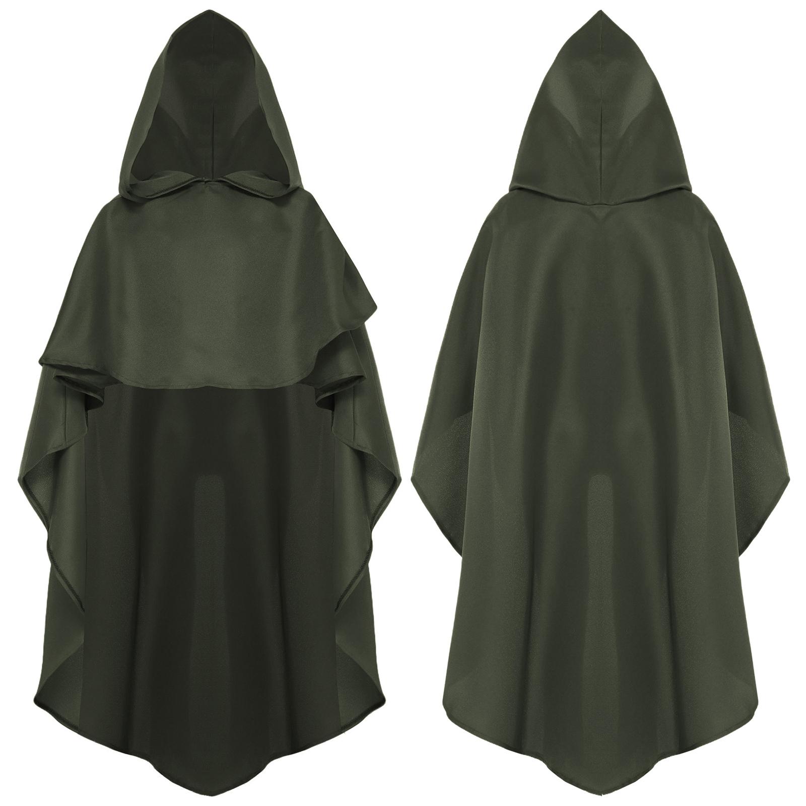 

Чарівник Косплей Костюм Стімпанк Готика Діти Хеллоуїн Середньовічний Лицар Накидка з капюшоном Пуловер із рюшами Плащ Бал-маскарад зелений