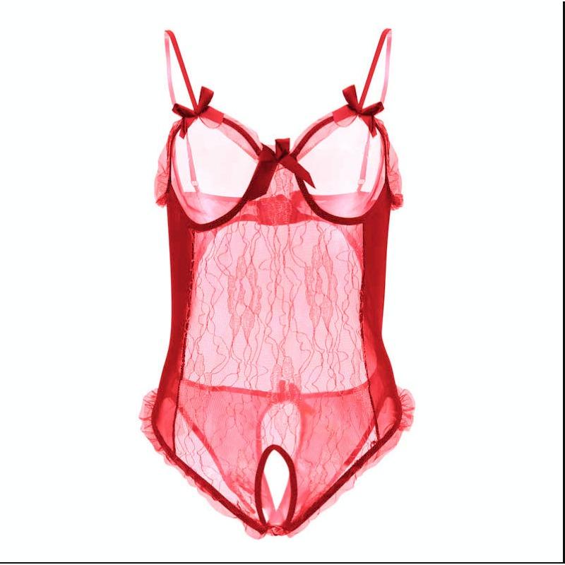 Lace one-piece erotic underwear large size sexy open-file erotic perspective outfit
