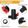 Windshield Washer Pump No.MB848901 - Car Front Windshield Washer Motor Pump - for Subaru Impreza 2000-2007 Plastic Black with Grommet - 1 Pcs