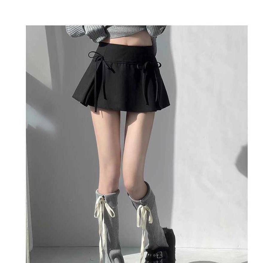 Women's Summer 2025 Bow Tie Low Waist A-Line Skirt - Slimming, Versatile, Sweet and Spicy Hip-Hugging Fashion