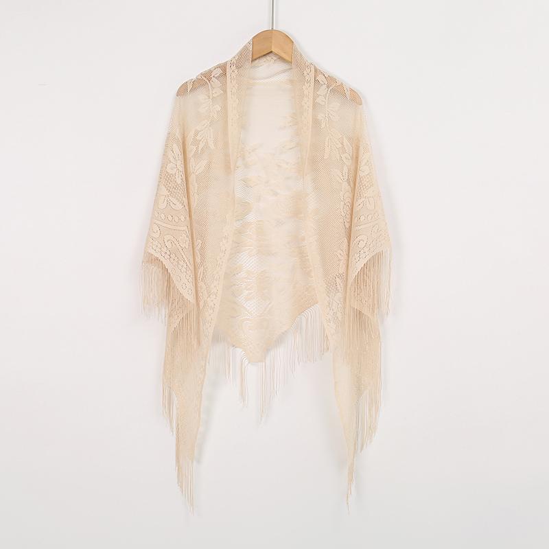 

Women Fashion Triangle Wrap Lady Shawl Flower Lace Scarf Female Baby Tassel Shawls Scarves Spring Summer Photo Props Accessories