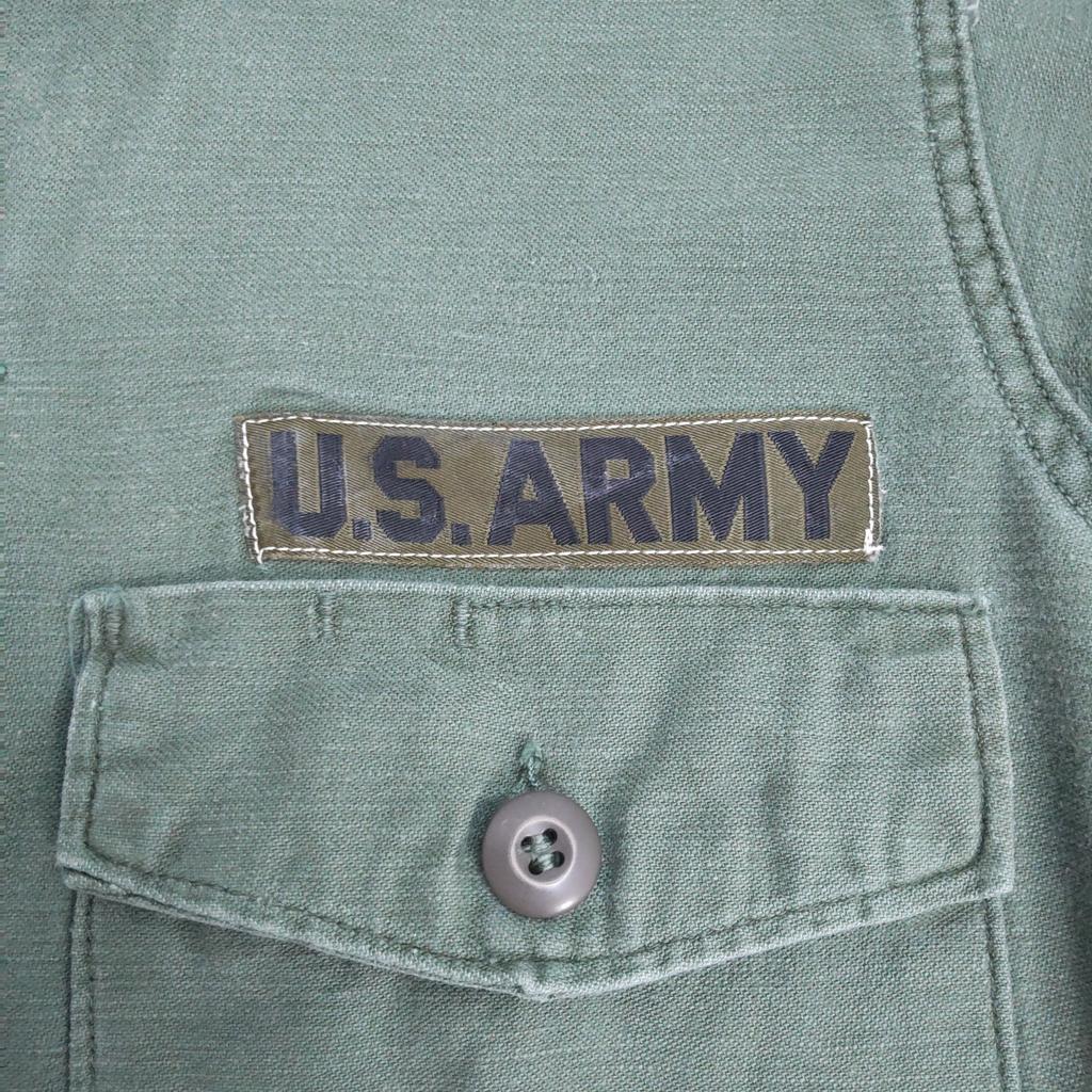 60er Vintage J.H. Rutter-Rex Mfg U.S.. Army OG-107 Militärhemd aus Baumwollsatin 14 1/2x33 Herren S-M ca.(GEBRAUCHT)