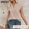 JPNTKY Women's Fashion Casual Solid Color Print O-Neck Short Sleeve Blouses & Shirts